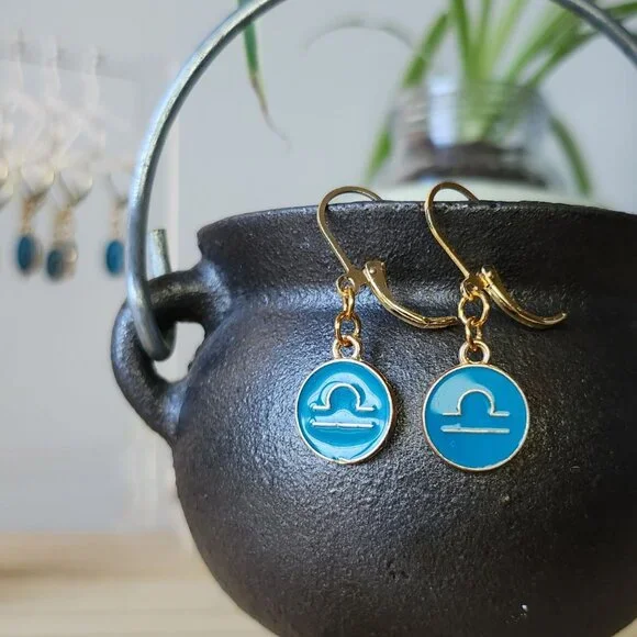 Dainty Astrology Sign Earrings | All Zodiac Signs - Picture 1 of 11